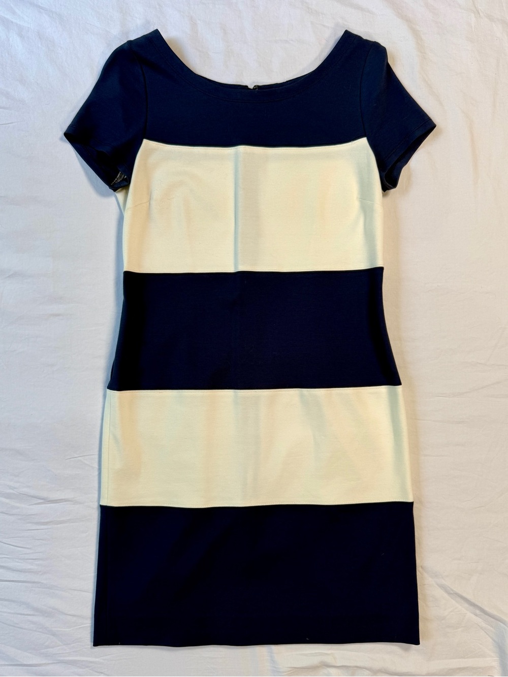 Vintage 2014 Banana Republic Navy and White Striped Sheath Dress - Picture 3 of 9